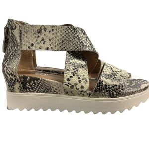 Steven Naturals Snakeskin Print‎ Platform Sandals Ankle Strap Zip Up 9.5